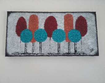Organised Chaos - Original Abstract Painting - Heavily Textured Abstract Trees in Red Turquoise Bronze Acrylics on a Deep Edged Canvas