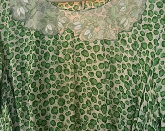Vintage green apple dress lacey bodice fabric belt