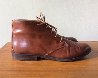 brown leather ankle boots, women's 6.5