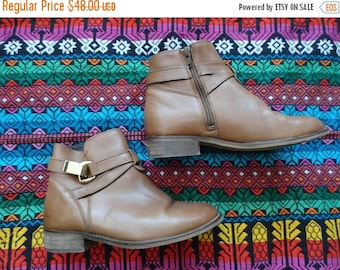SALE Brown Chelsea Boots Ankle booties Hibou with Buckle Made in Romania size 36 5.5 6