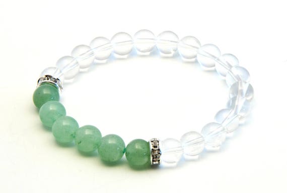 Green Aventurine Clear Quartz bracelet energy bracelet yoga