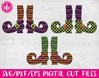 Halloween Witch Legs, SVG, DXF, EPS, Cut Files, Fall, Autumn, Chevron, Polka, Pattern, Vector, Holiday, Silhouette, Cricut