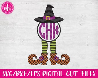 Monogram Witch Legs, SVG, DXF, EPS, Halloween, Polak Dot, Fall, Autumn, Chevron, Pattern, Vector, Holiday, Silhouette, Cricut