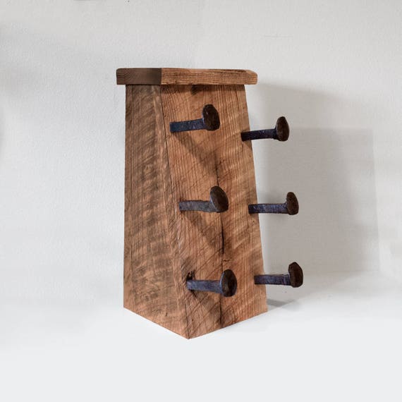 Wood Wine Rack Bottle Holder With Railroad Spike Hooks Like This Item