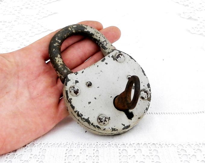 Large Antique Working French Padlock with 1 Working Key, Steampunk Decor, Industrial Decor, Retro, Vintage, Interior, Lock, Punk, Collection