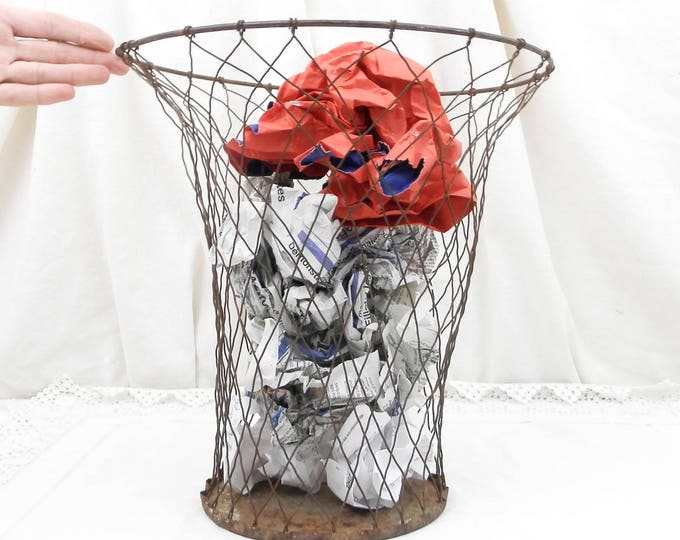 Vintage French Wire Waste Paper Basket, Traditional Office Garbage Trash Can, Retro Metal Rubbish Bin, Industrial Wire Ware from France Vintage French Wire Waste Paper Basket, Traditional Office Garbage Trash Can, Retro Metal Rubbish Bin, Industrial Wire Ware from France