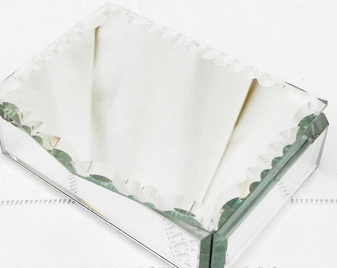 Vintage French Beveled Mirrored Jewelry Box with Satin Lining, Jewelry Trinket Glass Casket, French Shabby Chateau Chic Decor Vintage French Beveled Mirrored Jewelry Box with Satin Lining, Jewelry Trinket Glass Casket, French Shabby Chateau Chic Decor