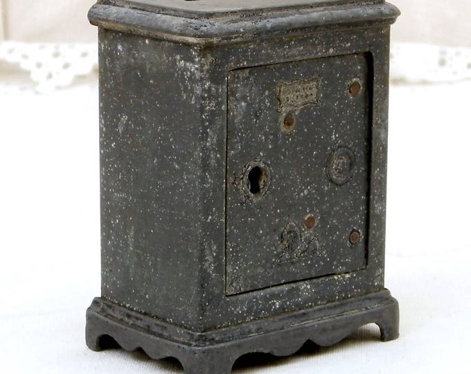 Antique French Replica Cast Metal Cash Safe " Coffre Fort" Coin Bank / Still Bank/ Piggy Bank, Money Box from France, Collectible Decor