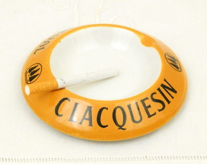 Vintage Mid Century 1960s Ceramic Publicity Ashtray for Clacquesin Ogeval Calvados from France, Tobaccina