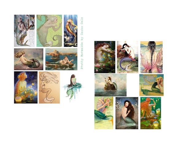 Pretty Mermaids Digital Collage Set