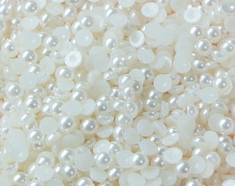 Half pearl bead flatback 4 mm - 1000 pcs Ivory pearl flat back resin- US seller- Wholesale bulk pearls