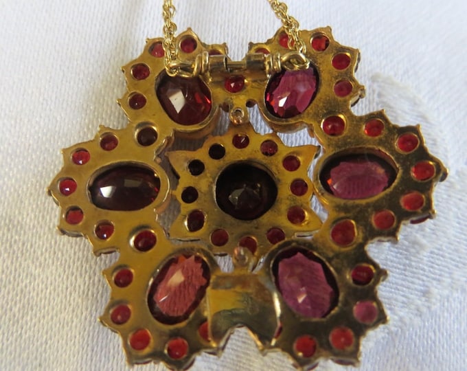 Vintage Bohemian Garnet Necklace, Czech Bohemian Rose Cut Garnets, Vintage Czech Jewelry, Valentines Day Gift