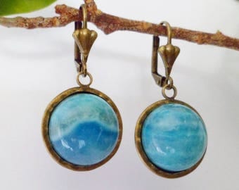 Earrings with agate crazy lace blue 2