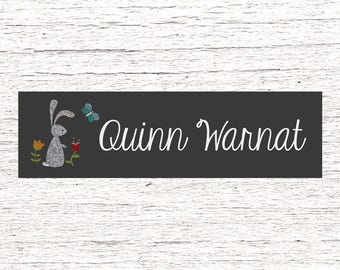80 Skinny Personalized Waterproof Labels Dishwasher Safe Daycare or School Name Stickers Baby Bottle Labels - Best Seller - Rabbit