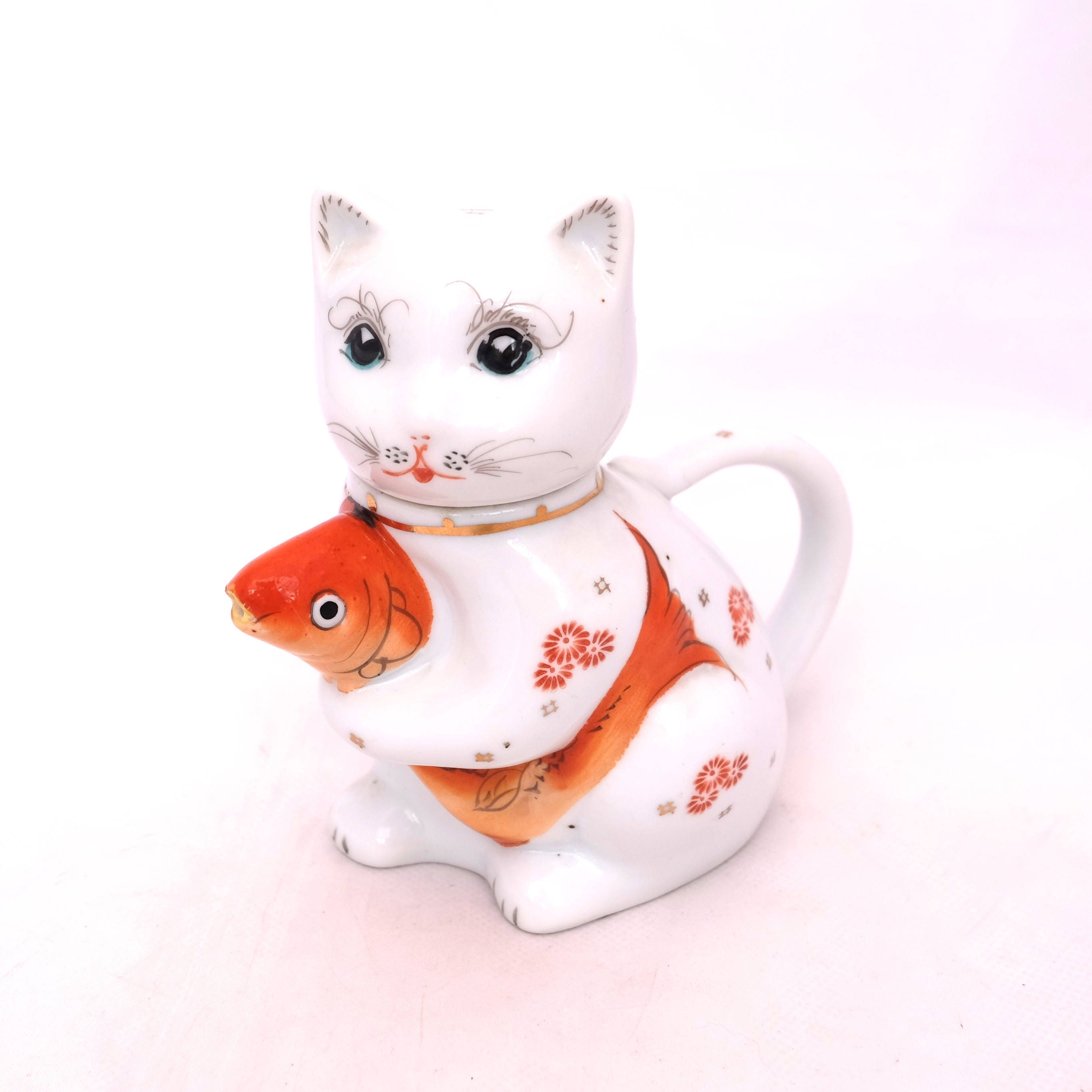 Vintage Cat Tea pot China Lucky Cat TeaPot Kitsch Cat