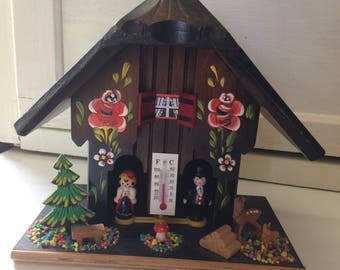 Beautiful Vintage German Swiss Chalet Thermometer