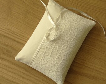 Wedding Pillow Wedding Cushion Lace Pillow Ivory Satin and