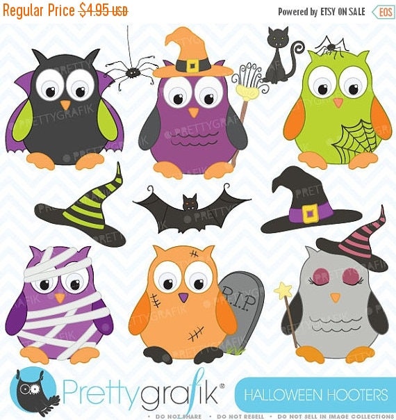 80% OFF SALE Halloween owls clipart commercial use, vector graphics, digital clip art, digital images - CL369 Il_570xn