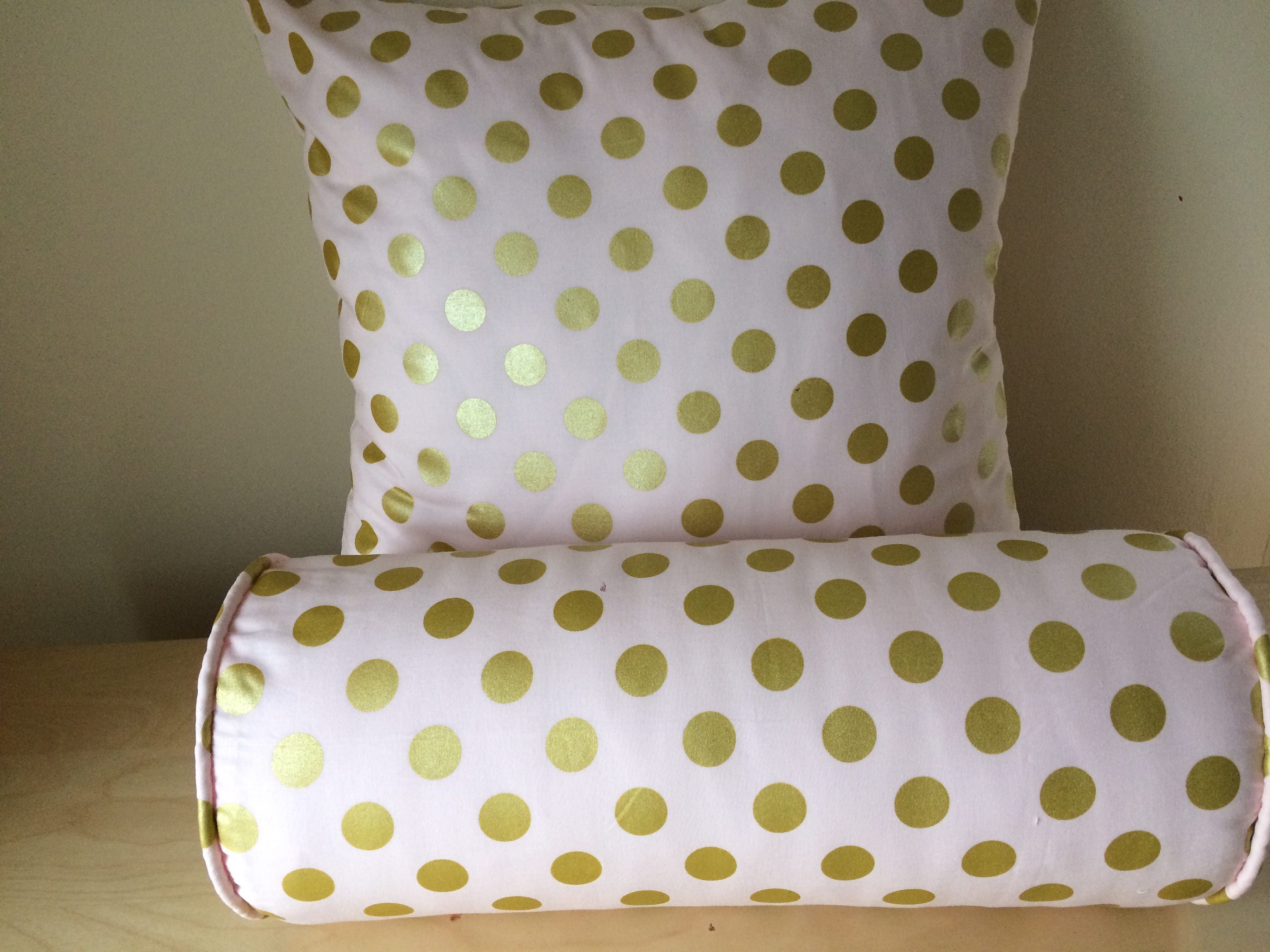 Metallic Gold Polka Dots Pillow Cover