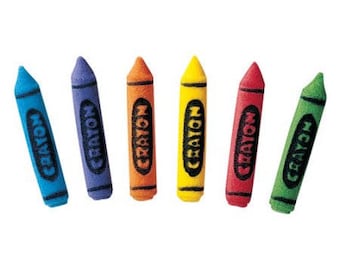 18 Crayons Assorted Molded Sugar Cake / Cupcake Topper Decorations