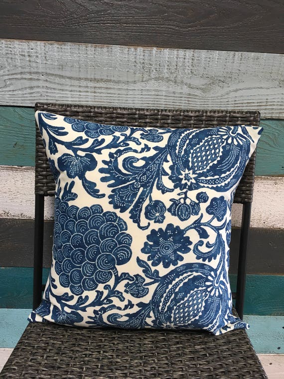 Outdoor pillow cover denim blue color patio decor Blue