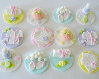 12 PASTEL SPA Theme Edible Fondant Cupcake Toppers Bridal Shower Birthday 12 PASTEL SPA Theme Edible Fondant Cupcake Toppers Bridal Shower Birthday