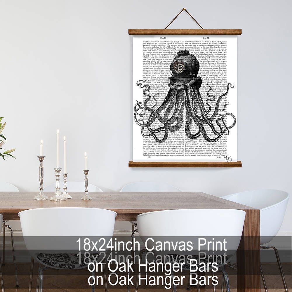 Octopus & Diving Helmet steampunk octopus scuba diving art