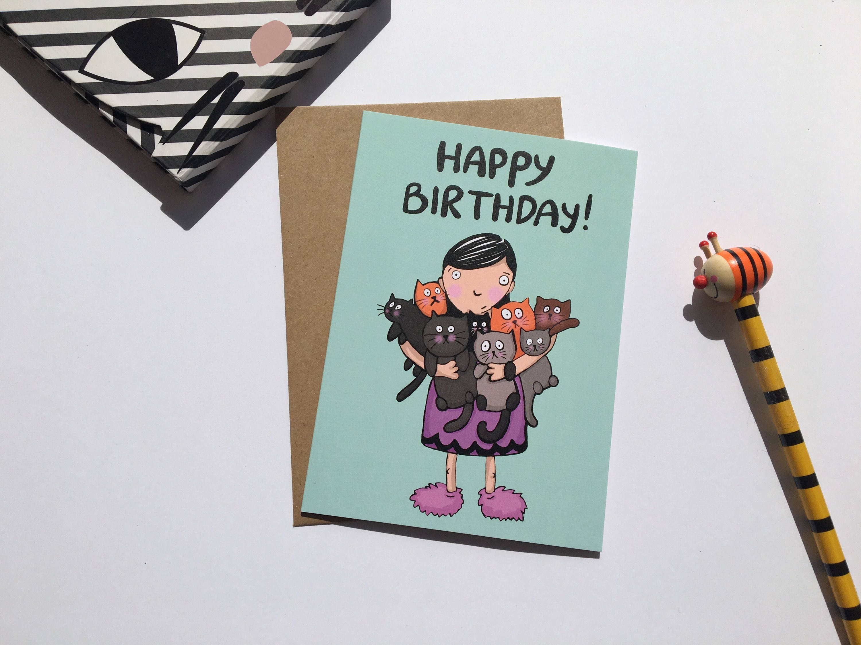 Crazy Cat Lady Collects Cats Happy Birthday Card