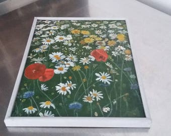 Vintage Oil Painting Spring Flowers Poppies