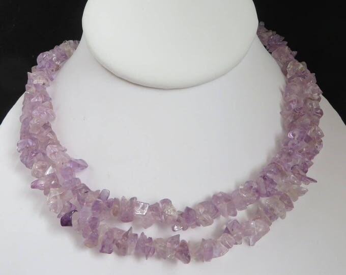 Purple Quartz Necklace | Lavender Beaded Quartz Chip Necklace