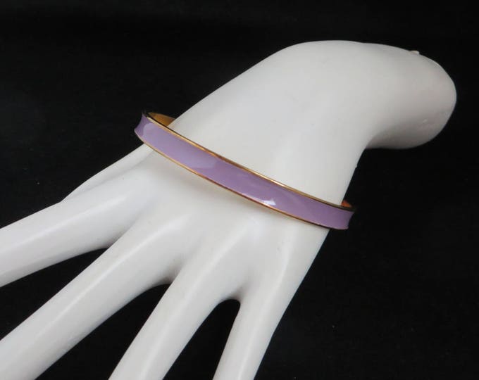 Monet Purple Enamel Bangle - Vintage Gold Tone Lavender Skinny Bangle Bracelet