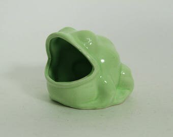 Vintage Green Ceramic Frog Ashtray or Scrubby Holder