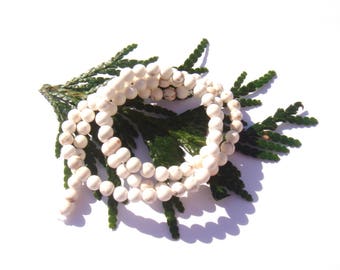 Ecru natural Magnesite marbled 4 mm 10 beads
