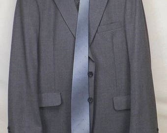 vintage clothing, 60s mens clothing, mens suit size 44 R,, Doncaster Imperial, jacket pants tie, professional suit, gray cuffed pants