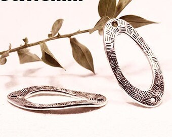 Silver wavy Connector 1 X 36mm Tibetan