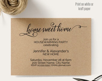 Housewarming invitation,Home Sweet Home invite, Printable templates, Instant download self editable pdf A608