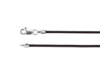 Black Leather Cord Necklace 1.5mm, Sterling Silver Lobster Clasp, Finished Leather Ccrd Necklace 16" 18" 20"