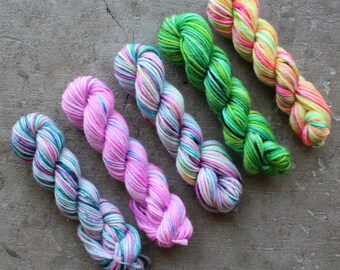 Bright Mini Skein Set - Doe Base - 10 gram minis - Fingering Weight Superwash MCN