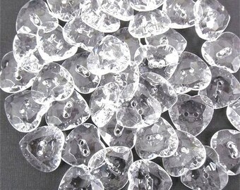 5 buttons 14 mm crystal clear heart shape