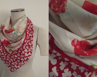 Symphony Floral Scarf. Symphony Scarf. Floral Scarf. Clover Scarf. Vintage Scarf.