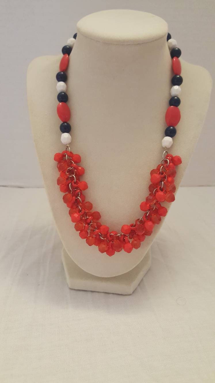 Red White and Blue Necklace Patriotic Necklace One Of A Kind