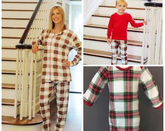 Christmas Pajama's Pre-Sale Until September 1, Pre-Order Christmas Pajamas, Christmas Plaid, White Christmas Plaid, Family Christmas Pajamas
