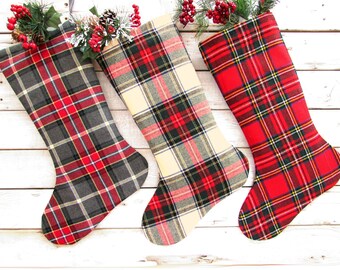 Plaid Christmas Stocking, Plaid Christmas Stockings, Rustic Plaid Christmas Stockings, Tartan Plaid Christmas Stocking, Scottish Plaid