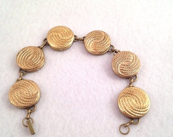 Now On Sale Beautiful Vintage Antique Metal Brass Button Bracelet Artisian Jewelry One Of A Kind Unique Upcycled Repurposed