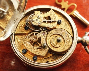 Antique DUPLEX Pocket Watch - Bovet Fleurier - Sterling SIlver