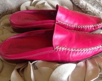 Pink flats, summer shoes, pink pointy shoes, pink italian leather shoes sz 36, pink leather summer shoe,italian leather shoe.