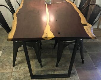 Live Edge Exotic dining table, wood desk table, home office desk, custom furniture, Free Shipping