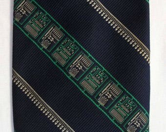 Smithsonian Institution men's vintage striped silk polyester neck tie