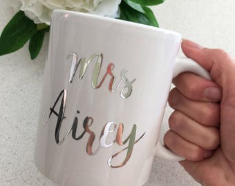 Personalised Mug, Bride Mug, Hen Party Mugs, Bridesmaid Mug, Newlywed Wedding Gift, Personalised Teacher Gift, Mr & Mrs Mugs, Mrs Mug