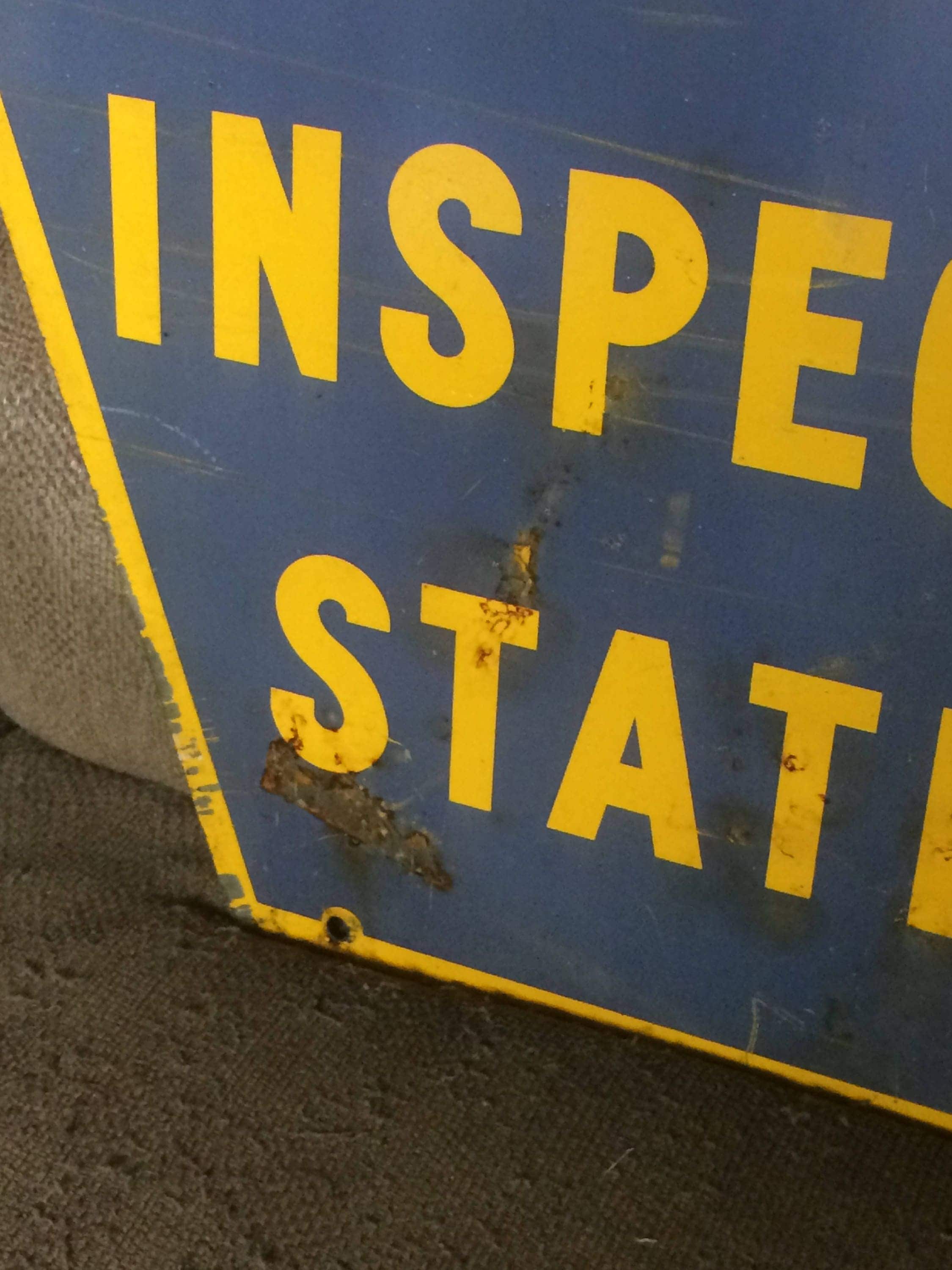 Vintage Pennsylvania DOT Official Inspection Station Sign Automobile